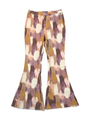 Versona Printed Bell Bottom Flare Jeans Size 8 NWOT High Rise Stretch Retro Boho